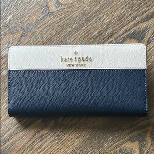 Kate Spade Two-Tone Wallet in Navy and Cream